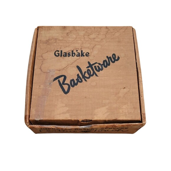 Vintage Glasbake Basketware 2 Quart Casserole And Knob Cover Original Box - Picture 1 of 10